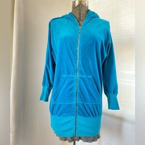 Y2K Juicy Couture blue velour zip-front hoodie